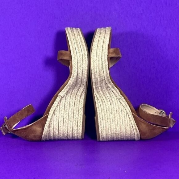 L'AGENCE Women's Brown Elysee Women's Brown Platform Suede Wedge Espadrilles 11 - Picture 6 of 10
